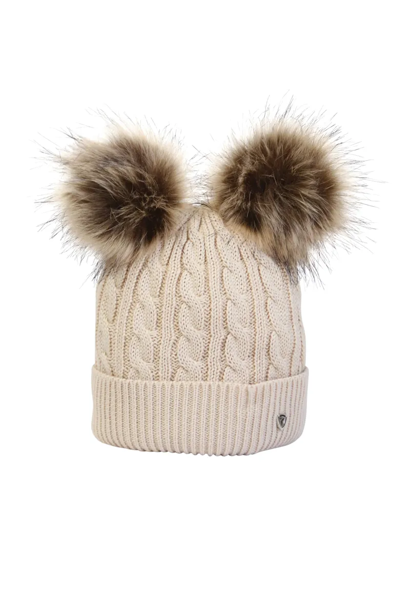 Hy Equestrian Morzine Children's Bobble Hat - Beige one size